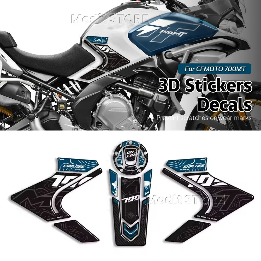 For CFMOTO 700MT 700 MT 2023 2024 2025 Motorcycle Accessories 3D Epoxy Tank Pad Side Grips Gas Fuel Oil Protector Stickers Decal