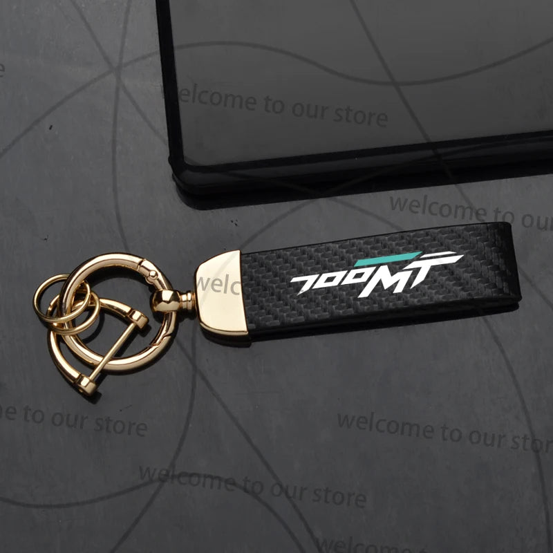 For CFMOTO 450MT 700MT MT Logo Emblem Motorcycle Carbon Fiber Leather Zinc Alloy Keychain Microfiber Key Chain Accessories