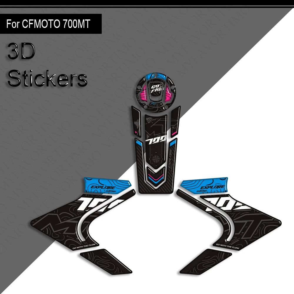 For CFMOTO CF MOTO 700MT 700 MT Touring Bike Adventure ADV Tank Pad Side Grips Gas Fuel Oil Knee Protector Stickers Decals