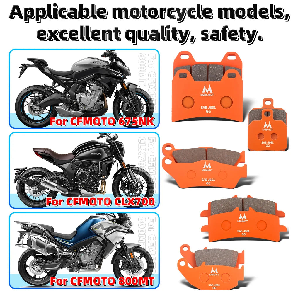 MRRANGT High Performance Ceramic Brake Pads Set fit for CFMOTO 700CL-X 700MT 675SR 675NK 500SR 800MT 800NK