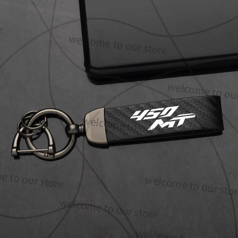 For CFMOTO 450MT 700MT MT Logo Emblem Motorcycle Carbon Fiber Leather Zinc Alloy Keychain Microfiber Key Chain Accessories
