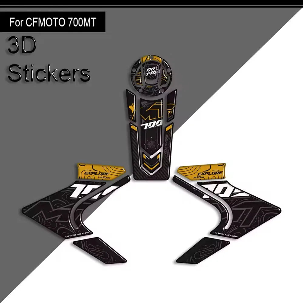 For CFMOTO 700MT 700 MT 2023 2024 2025 Motorcycle Accessories 3D Epoxy Tank Pad Side Grips Gas Fuel Oil Protector Stickers Decal