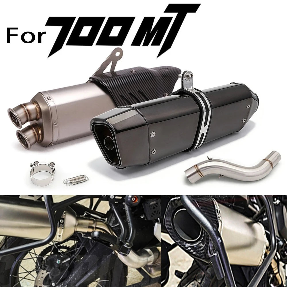 Motorcycle Exhaust Pipe Suitable for CFMOTO 700MT Modified Stainless Steel Exhaust Complete System Set Muffler with DB Killer