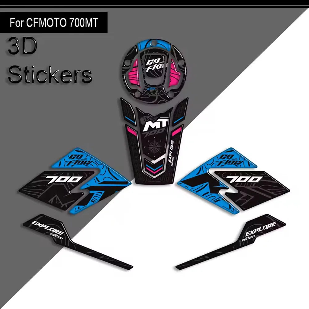 For CFMOTO 700MT 700 MT 2023 2024 2025 Motorcycle Accessories 3D Epoxy Tank Pad Side Grips Gas Fuel Oil Protector Stickers Decal