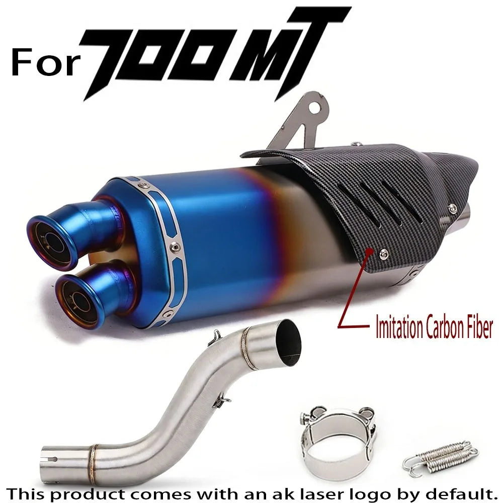 Motorcycle Exhaust Pipe Suitable for CFMOTO 700MT Modified Stainless Steel Exhaust Complete System Set Muffler with DB Killer
