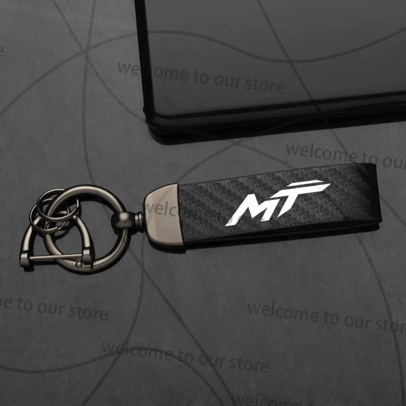 For CFMOTO 450MT 700MT MT Logo Emblem Motorcycle Carbon Fiber Leather Zinc Alloy Keychain Microfiber Key Chain Accessories