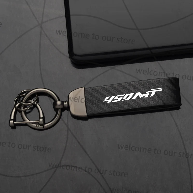 For CFMOTO 450MT 700MT MT Logo Emblem Motorcycle Carbon Fiber Leather Zinc Alloy Keychain Microfiber Key Chain Accessories