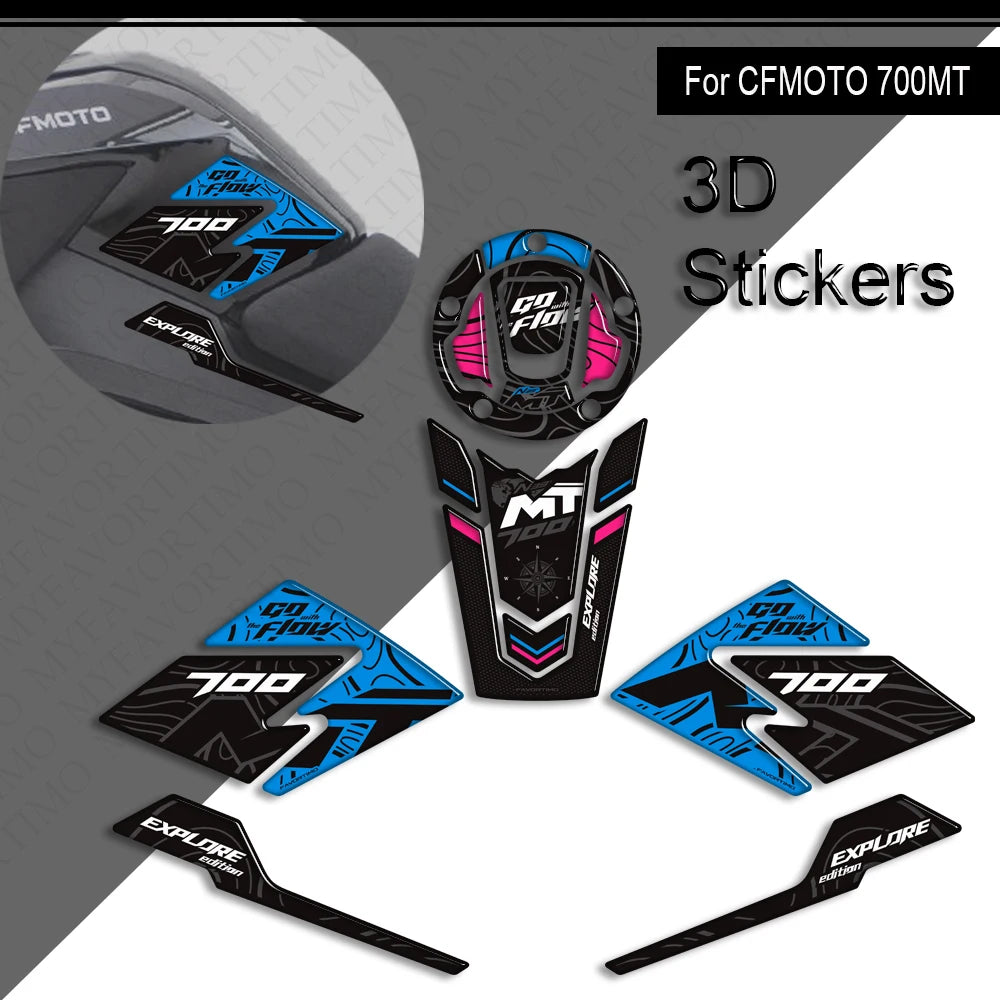 For CFMOTO CF MOTO 700MT 700 MT Touring Bike Adventure ADV Tank Pad Side Grips Gas Fuel Oil Knee Protector Stickers Decals