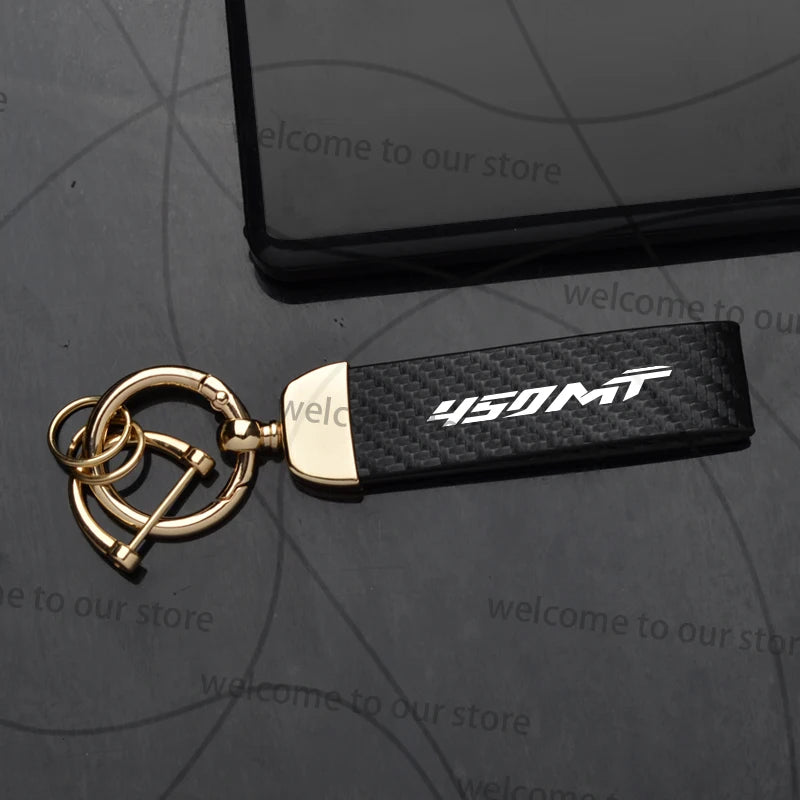 For CFMOTO 450MT 700MT MT Logo Emblem Motorcycle Carbon Fiber Leather Zinc Alloy Keychain Microfiber Key Chain Accessories