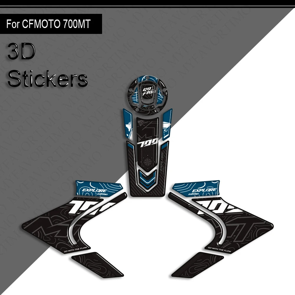 For CFMOTO CF MOTO 700MT 700 MT Touring Bike Adventure ADV Tank Pad Side Grips Gas Fuel Oil Knee Protector Stickers Decals