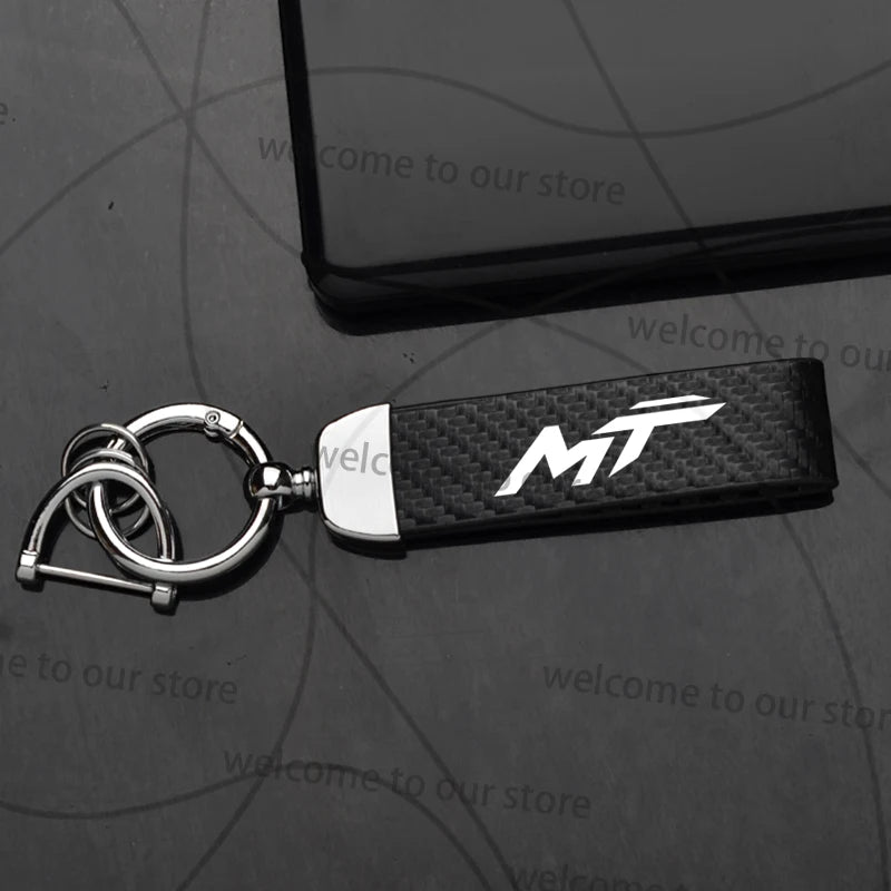 For CFMOTO 450MT 700MT MT Logo Emblem Motorcycle Carbon Fiber Leather Zinc Alloy Keychain Microfiber Key Chain Accessories