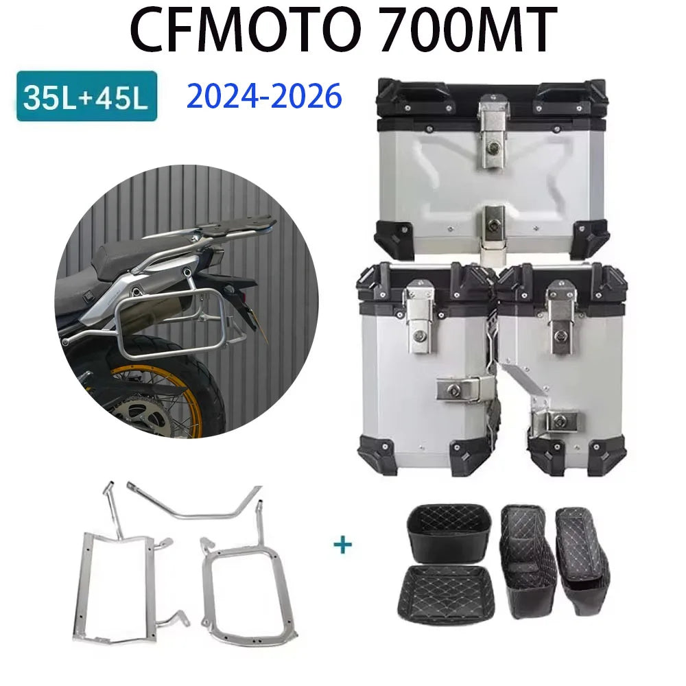 35L 45L suitable for CFMOTO 700MT motorcycle three box set: side storage box, trunk, side box, aluminum modification accessories
