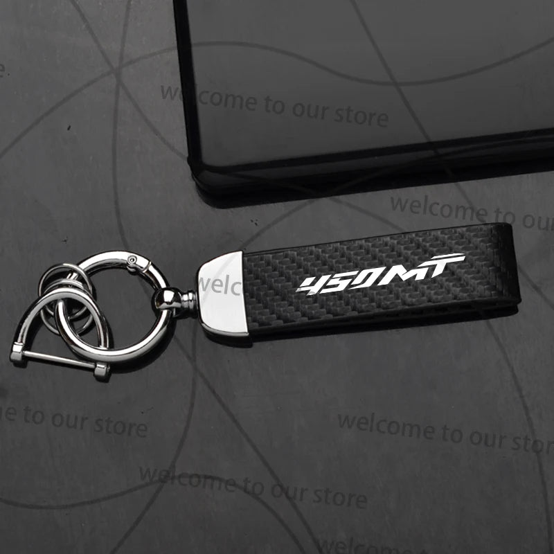 For CFMOTO 450MT 700MT MT Logo Emblem Motorcycle Carbon Fiber Leather Zinc Alloy Keychain Microfiber Key Chain Accessories