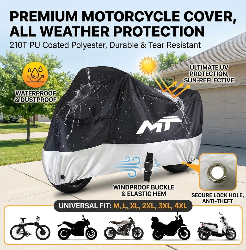 For Cfmoto Cf moto 450Mt 650Mt 700Mt 800Mt 450 700 800 Mt All Season Motorcycle Cover Silver Black Waterproof Dustproof