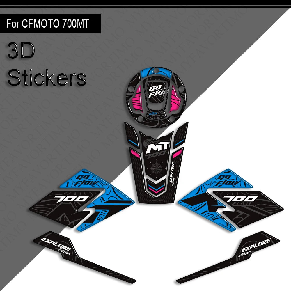 For CFMOTO CF MOTO 700MT 700 MT Touring Bike Adventure ADV Tank Pad Side Grips Gas Fuel Oil Knee Protector Stickers Decals