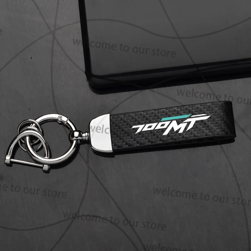 For CFMOTO 450MT 700MT MT Logo Emblem Motorcycle Carbon Fiber Leather Zinc Alloy Keychain Microfiber Key Chain Accessories