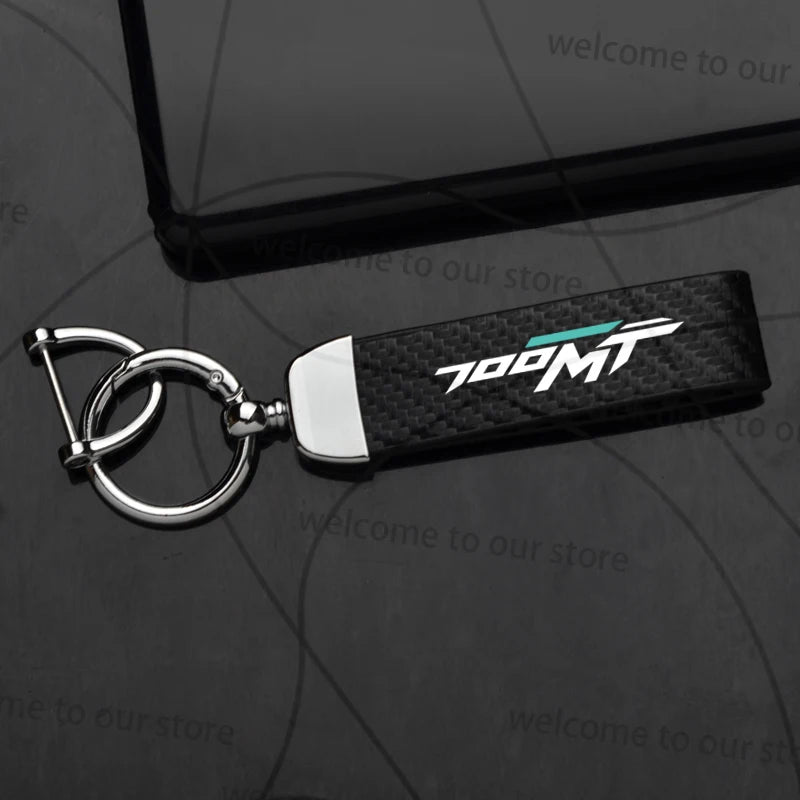 For CFMOTO 450MT 700MT MT Logo Emblem Motorcycle Carbon Fiber Leather Zinc Alloy Keychain Microfiber Key Chain Accessories