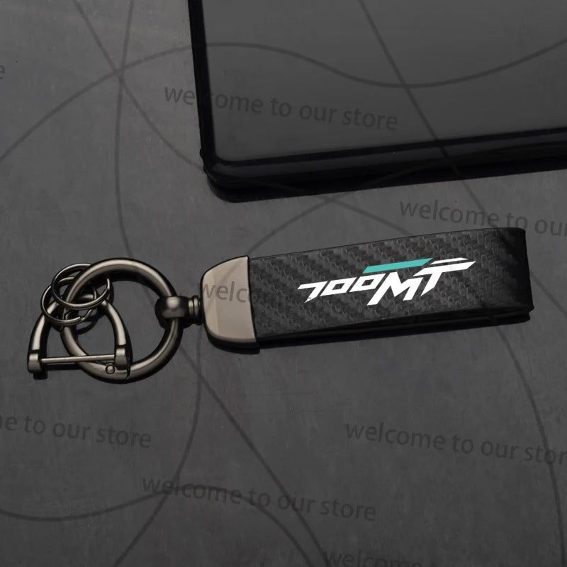 For CFMOTO 450MT 700MT MT Logo Emblem Motorcycle Carbon Fiber Leather Zinc Alloy Keychain Microfiber Key Chain Accessories
