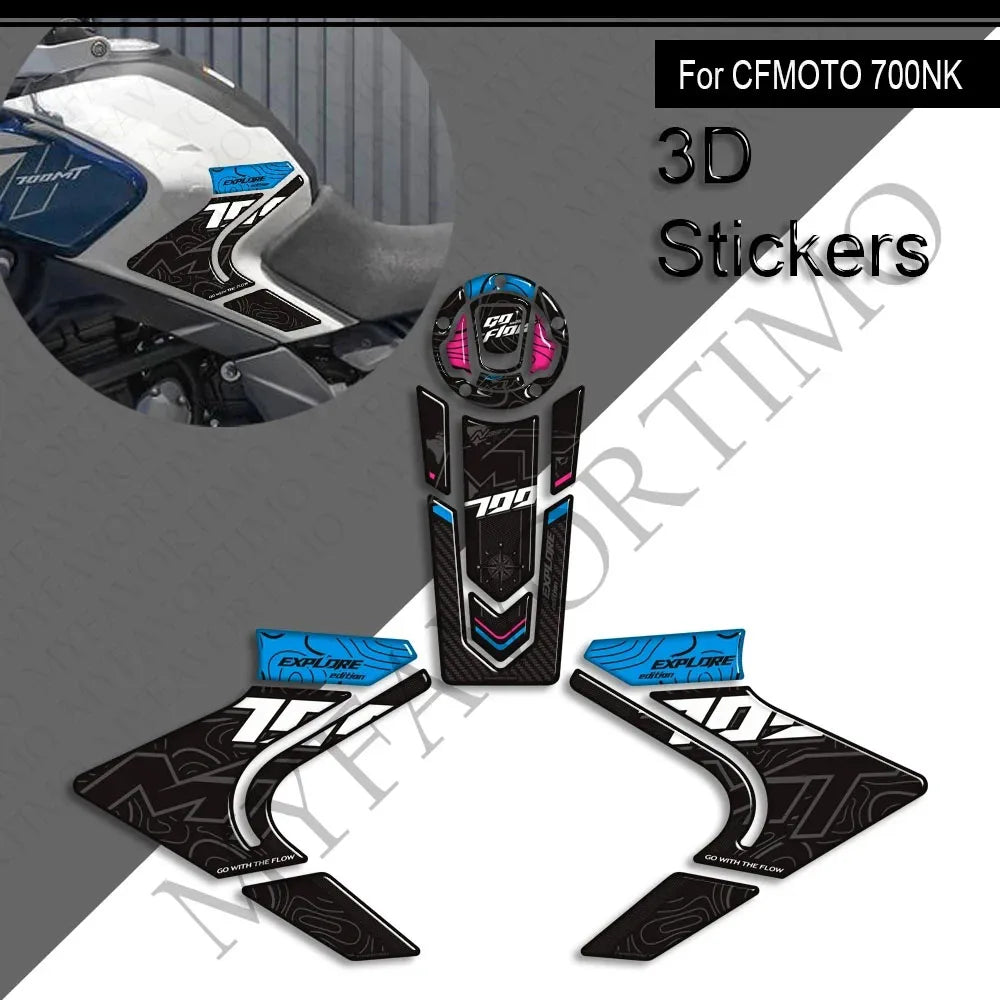 For CFMOTO 700MT 700 MT 2023 2024 2025 Motorcycle Accessories 3D Epoxy Tank Pad Side Grips Gas Fuel Oil Protector Stickers Decal